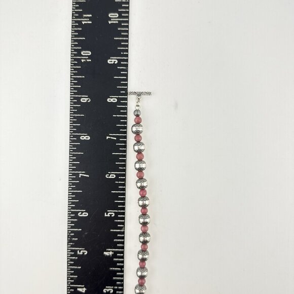 Carolyn Pollack Bracelet Sterling Silver Pink Rhodonite Beaded 925 Southwest - Picture 10 of 10